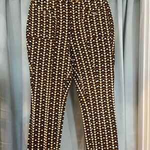 Anthropologie Maeve Brown and White Patterned Pants